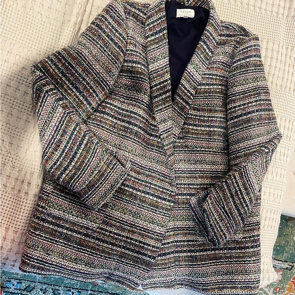 HARLYN ANTHROPOLOGIE MULTI COLOR OVERSIZED TWEED BLAZER - Picture 4 of 6